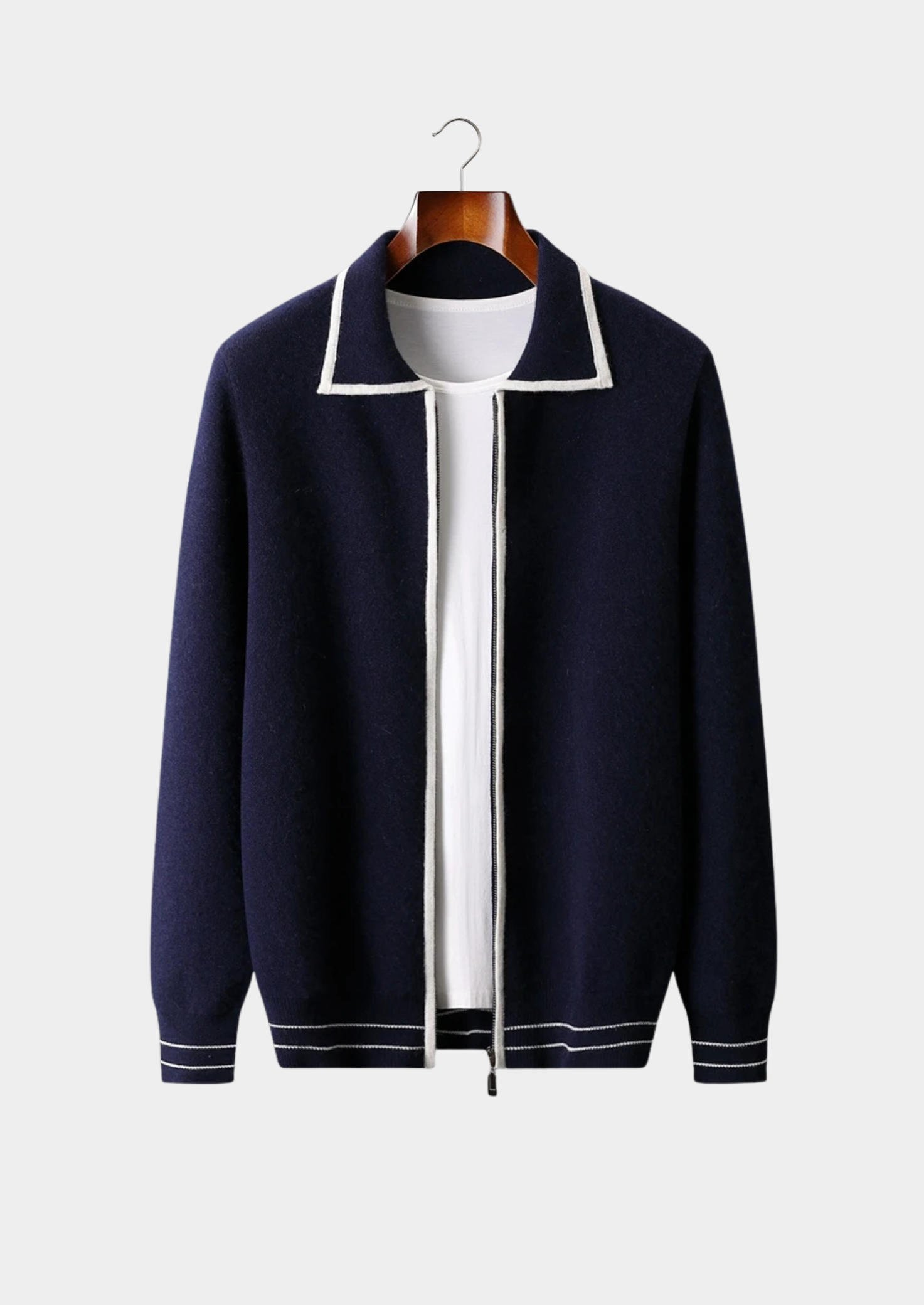 EA | EXTRA-FIJNE WOL POLO CARDIGAN