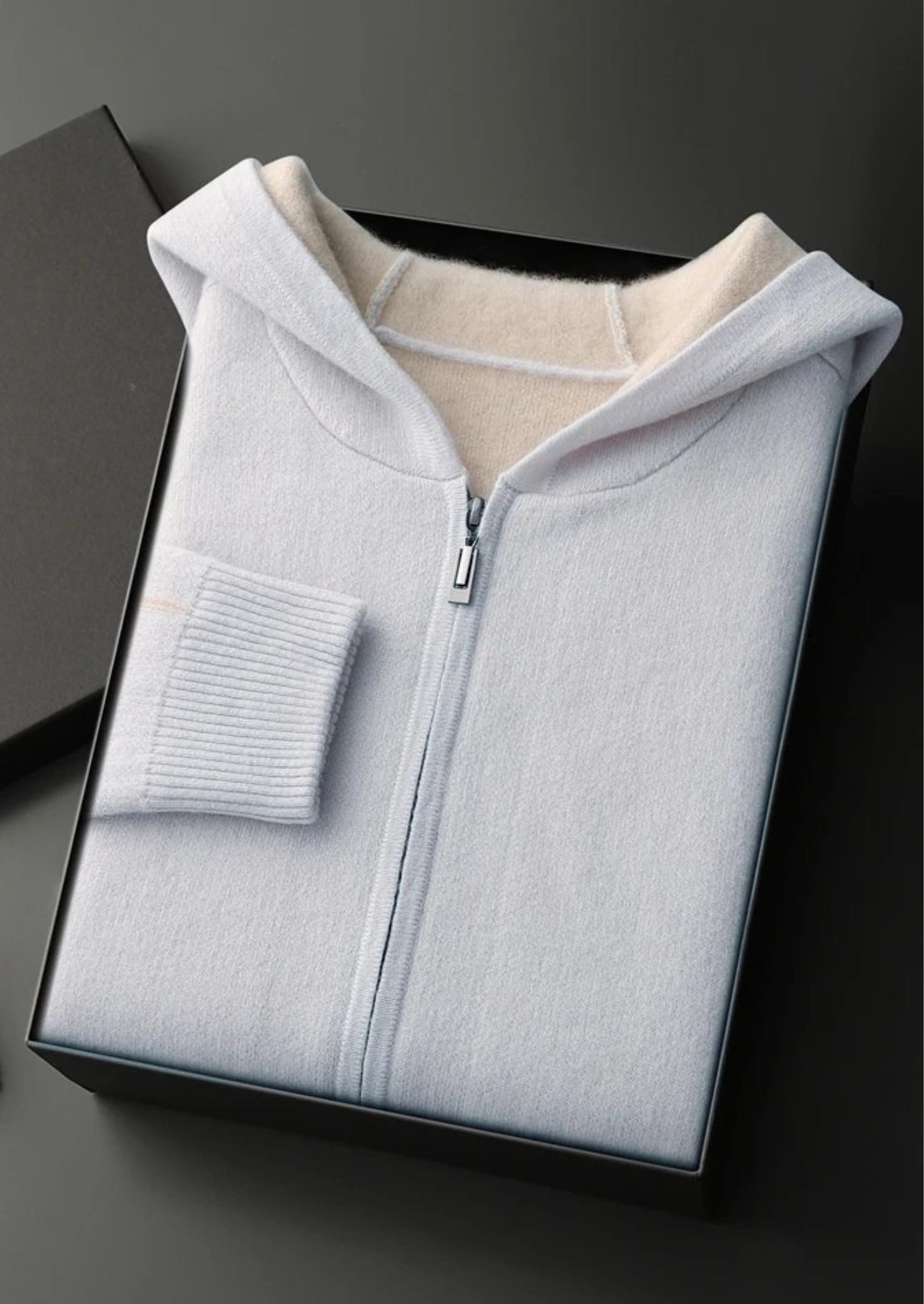 EA | CASHMERE HOODIE MET RITS (TWEE KLEUREN)