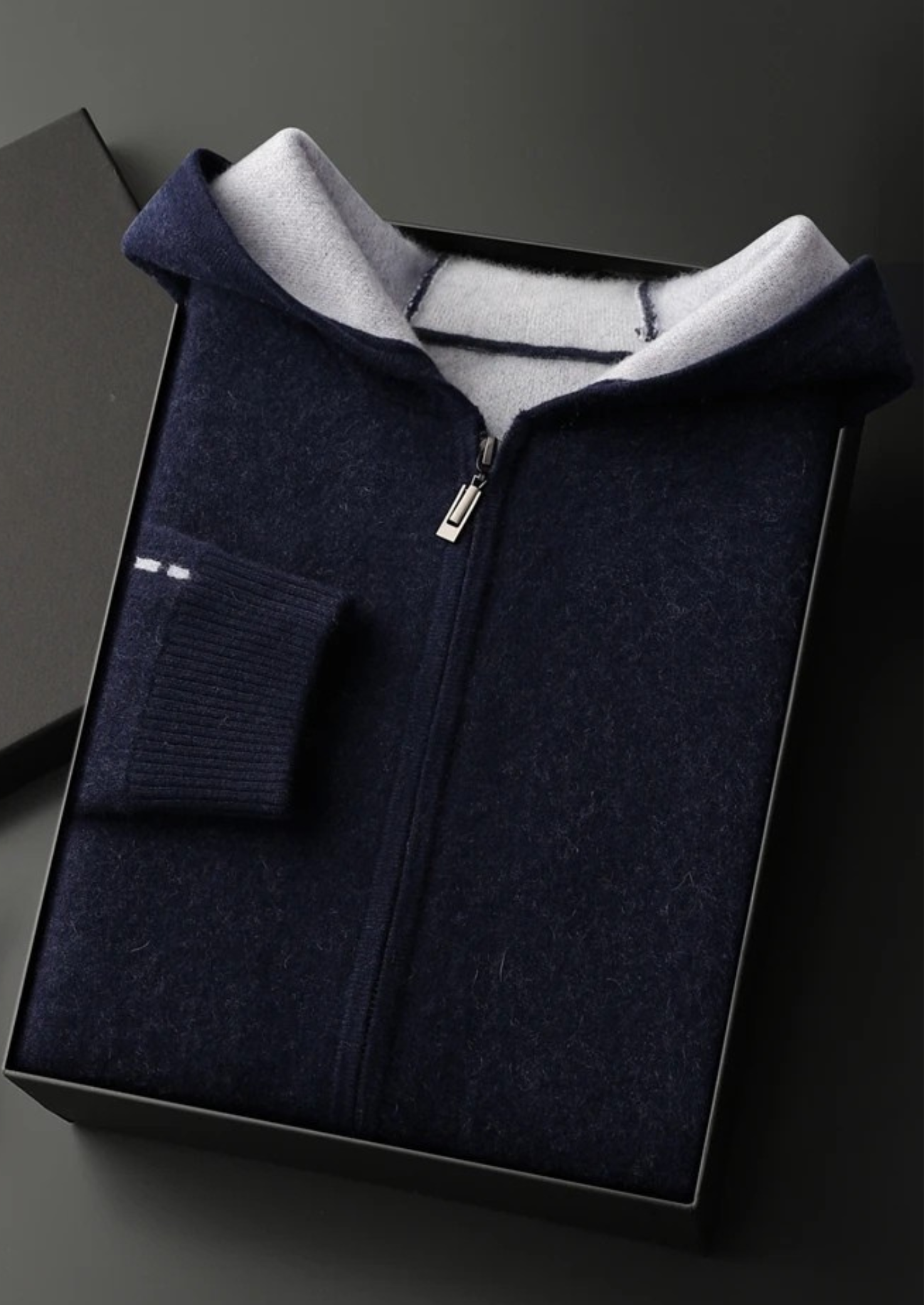 EA | CASHMERE HOODIE MET RITS (TWEE KLEUREN)
