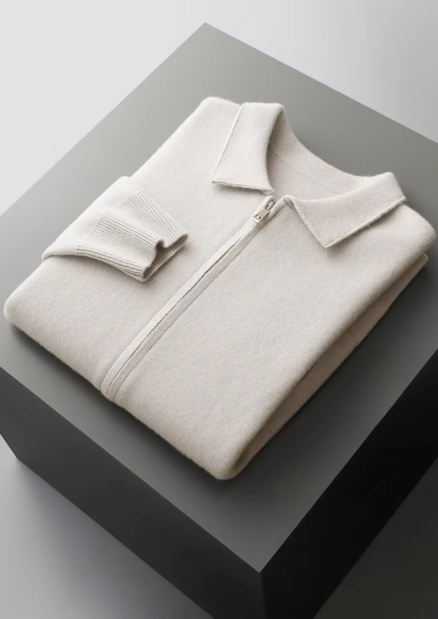 EA | EXTRA-FIJNE WOL ZIP POLO CARDIGAN