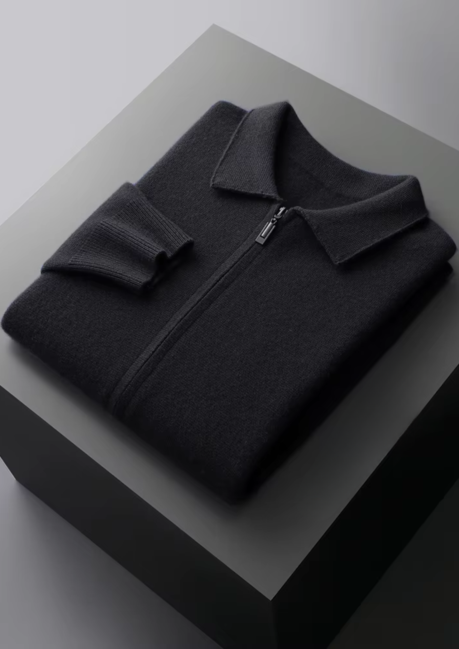 EA | EXTRA-FIJNE WOL ZIP POLO CARDIGAN