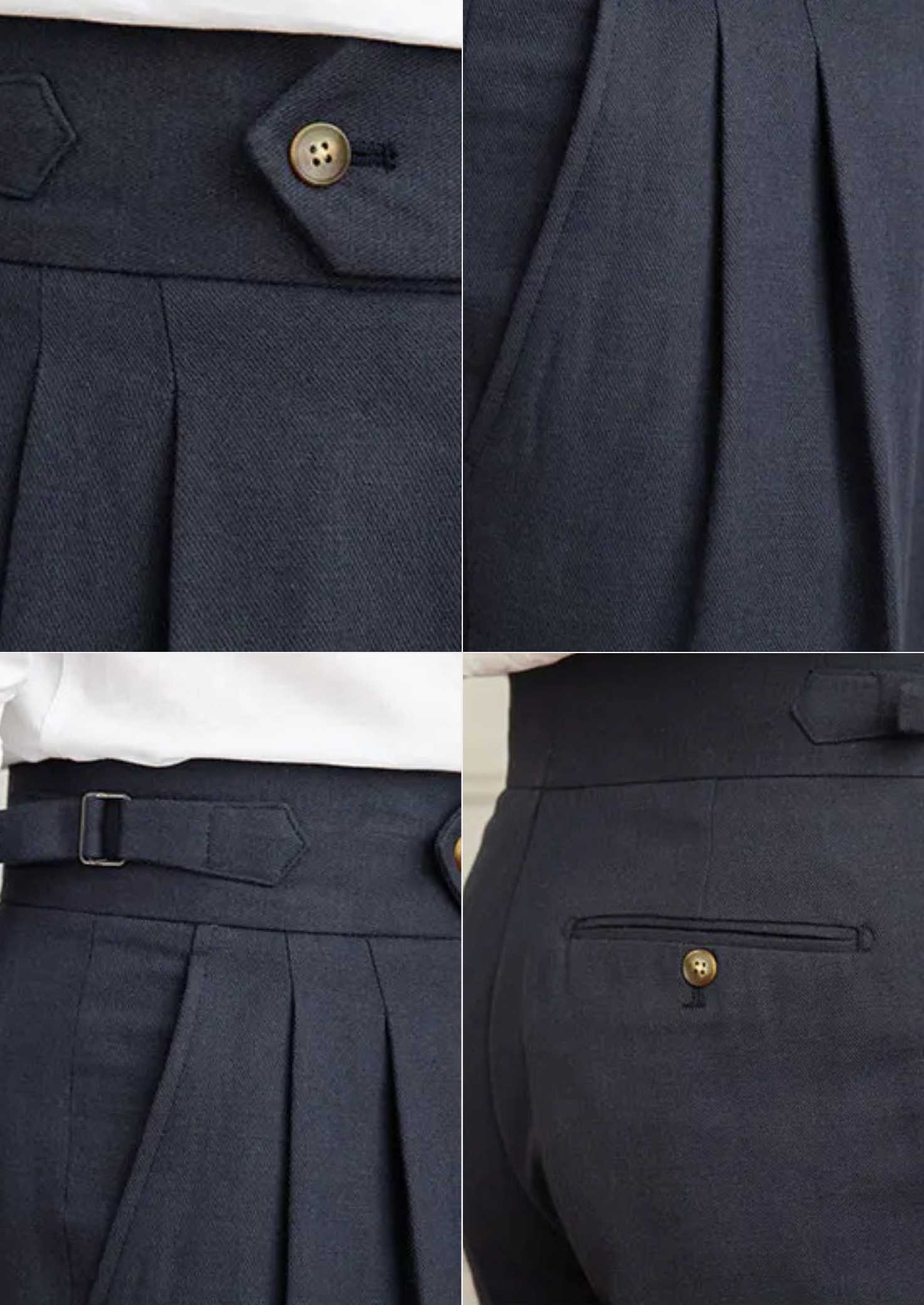 EA | GEPLISSEERDE LINNEN KUSTBROEK – DONKER BLAUW