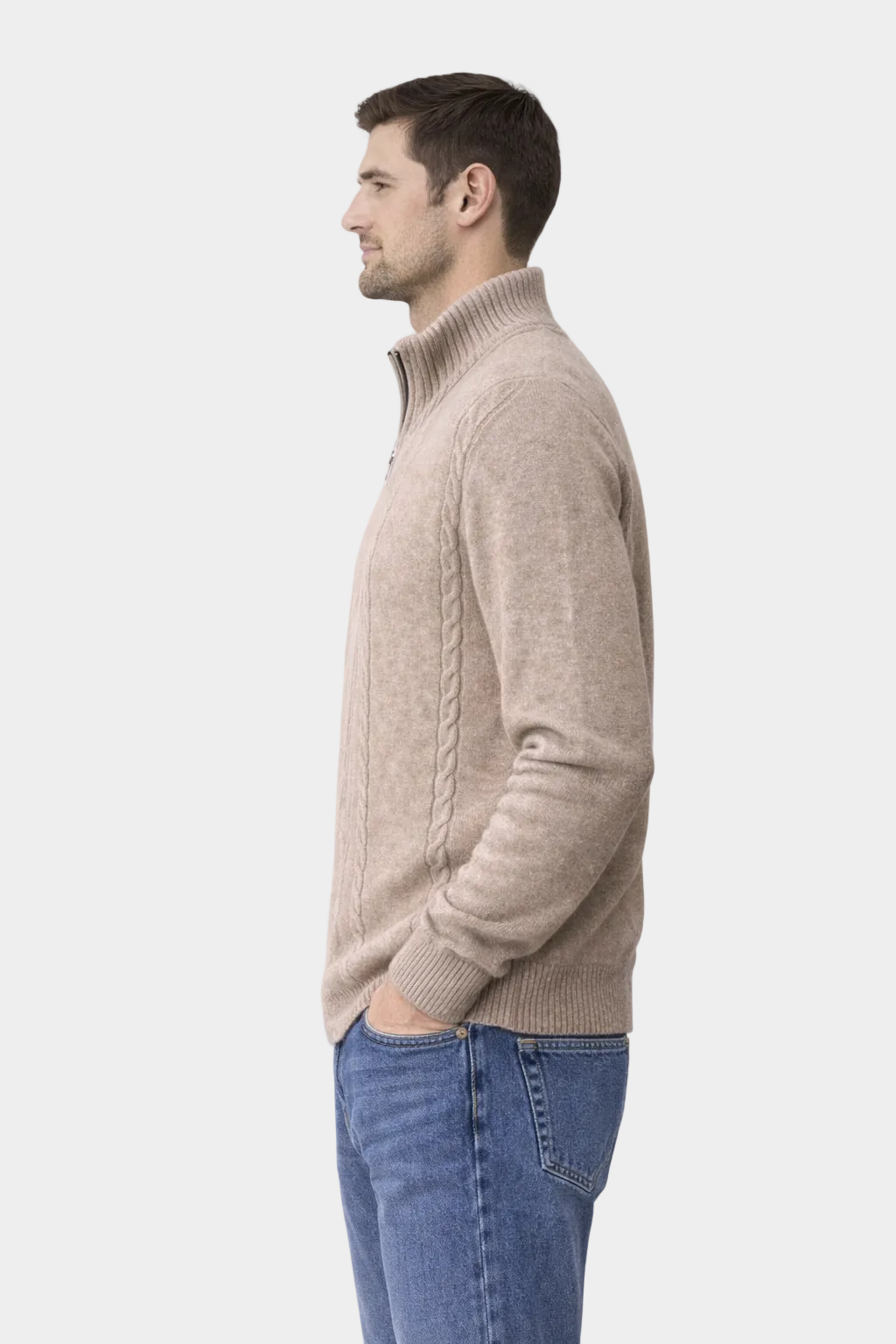 EA | EXTRA-FINE WOOL HALF ZIP SWEATER