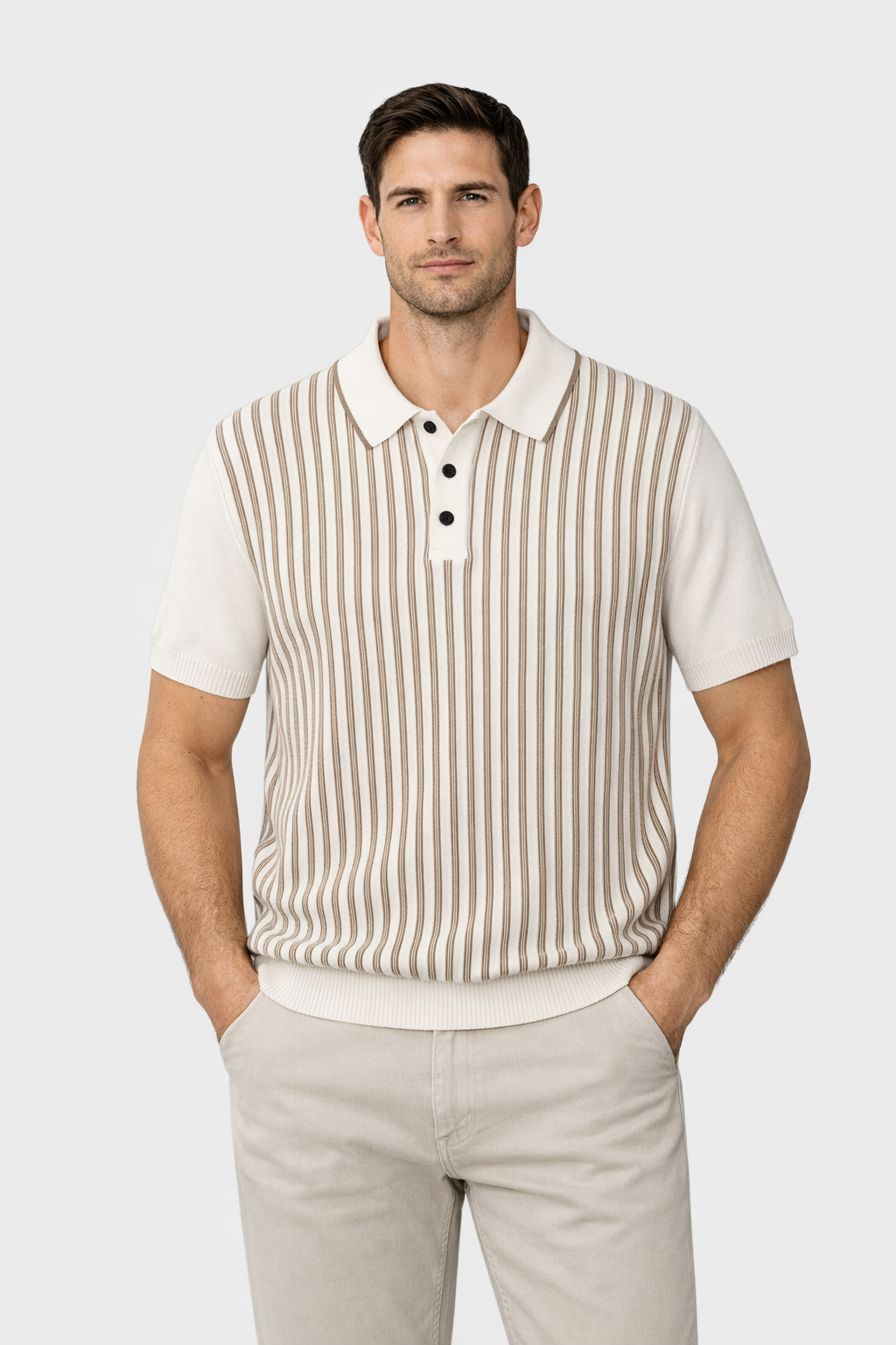 EA | GESTREEPTE POLO MET KRAAGDETAIL - WIT