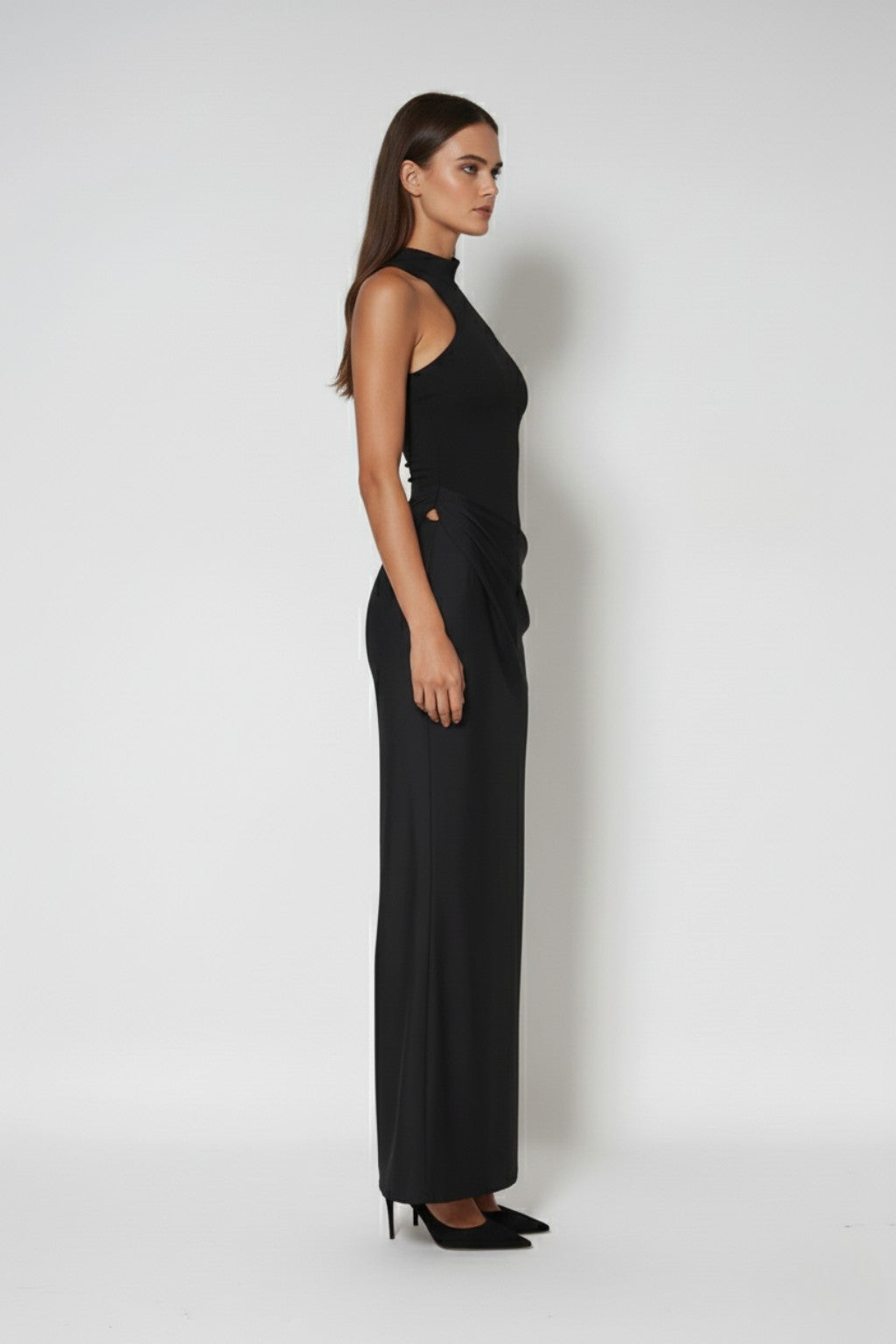 Aurelle Satin Black Dress