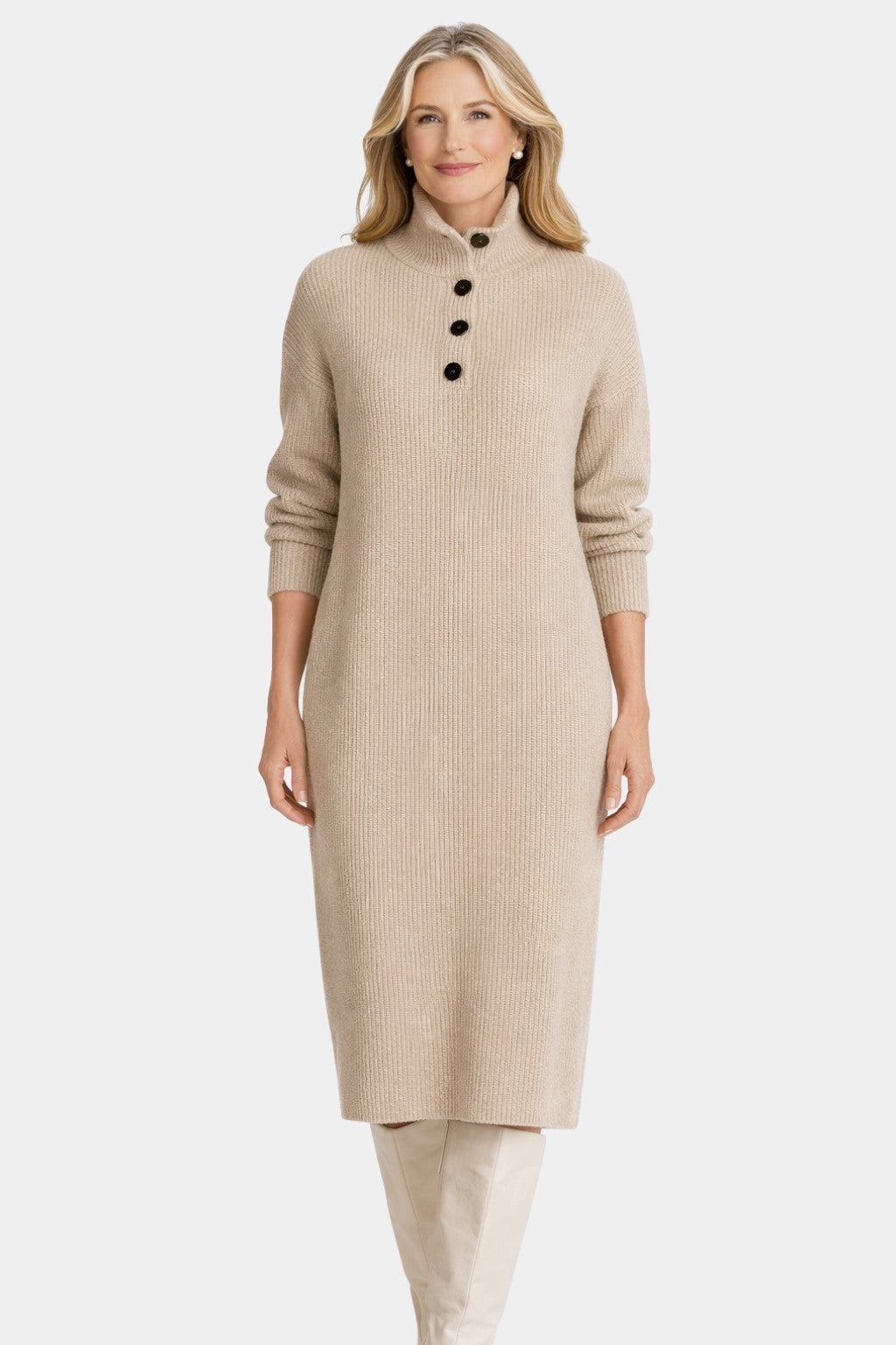 Brigitte | Elegante geribde midi jurk