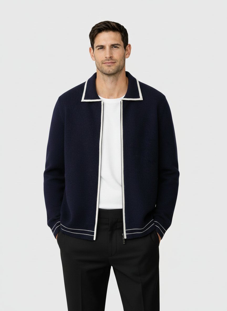 EA | EXTRA-FIJNE WOL POLO CARDIGAN
