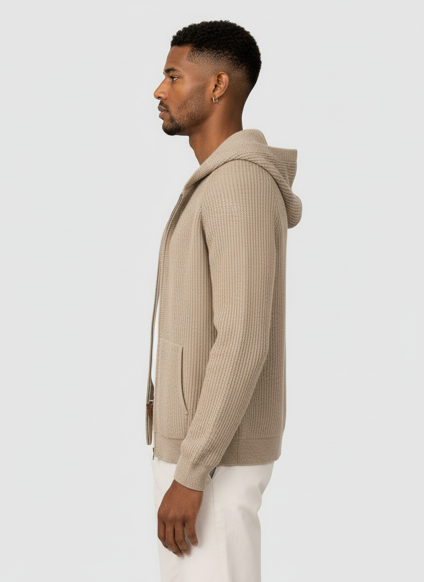 EA | EXTRA-FIJNE WOL RIB ZIP HOODIE