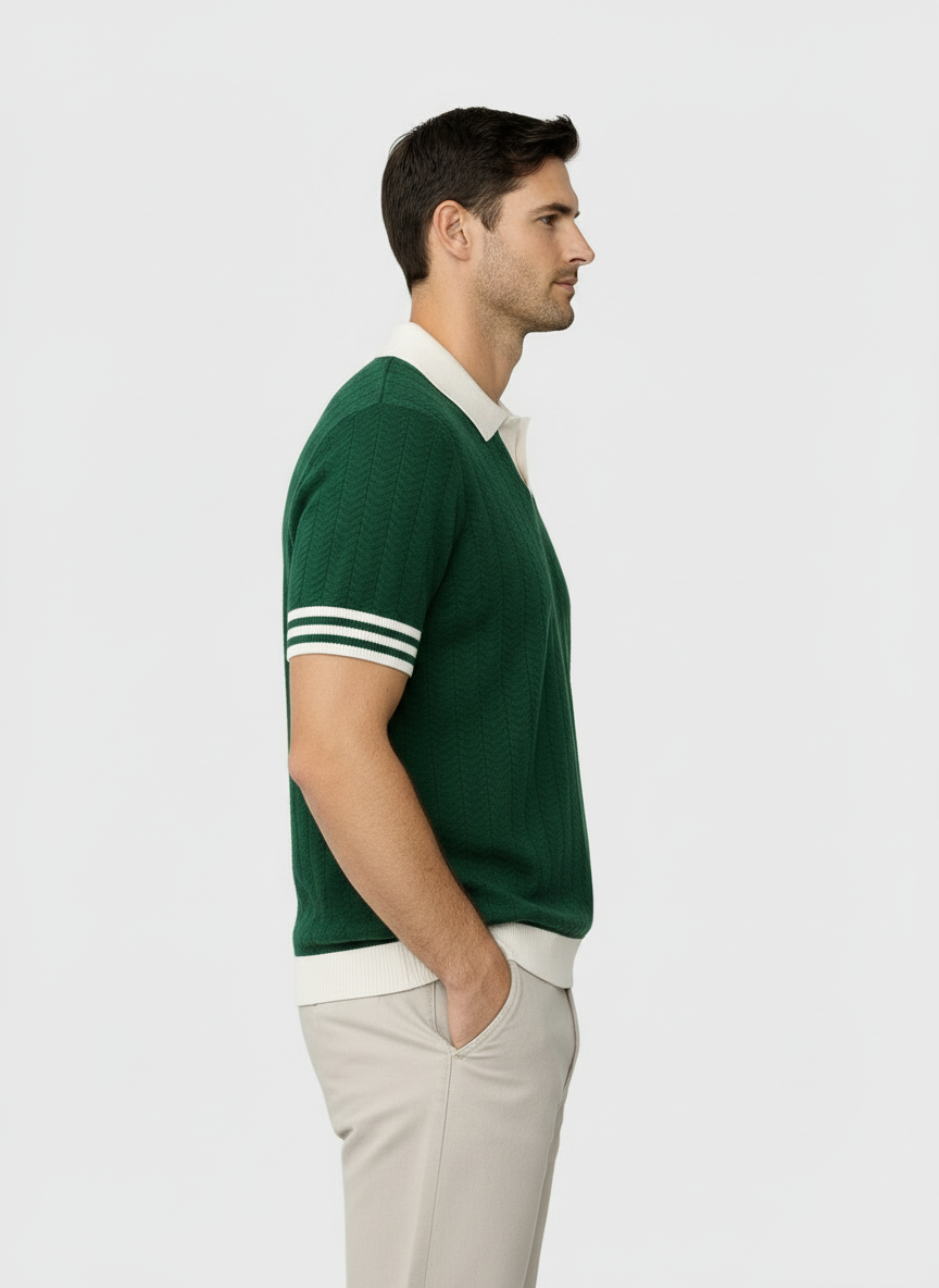 EA | GROENE POLO MET CONTRASTSTRUCTUUR