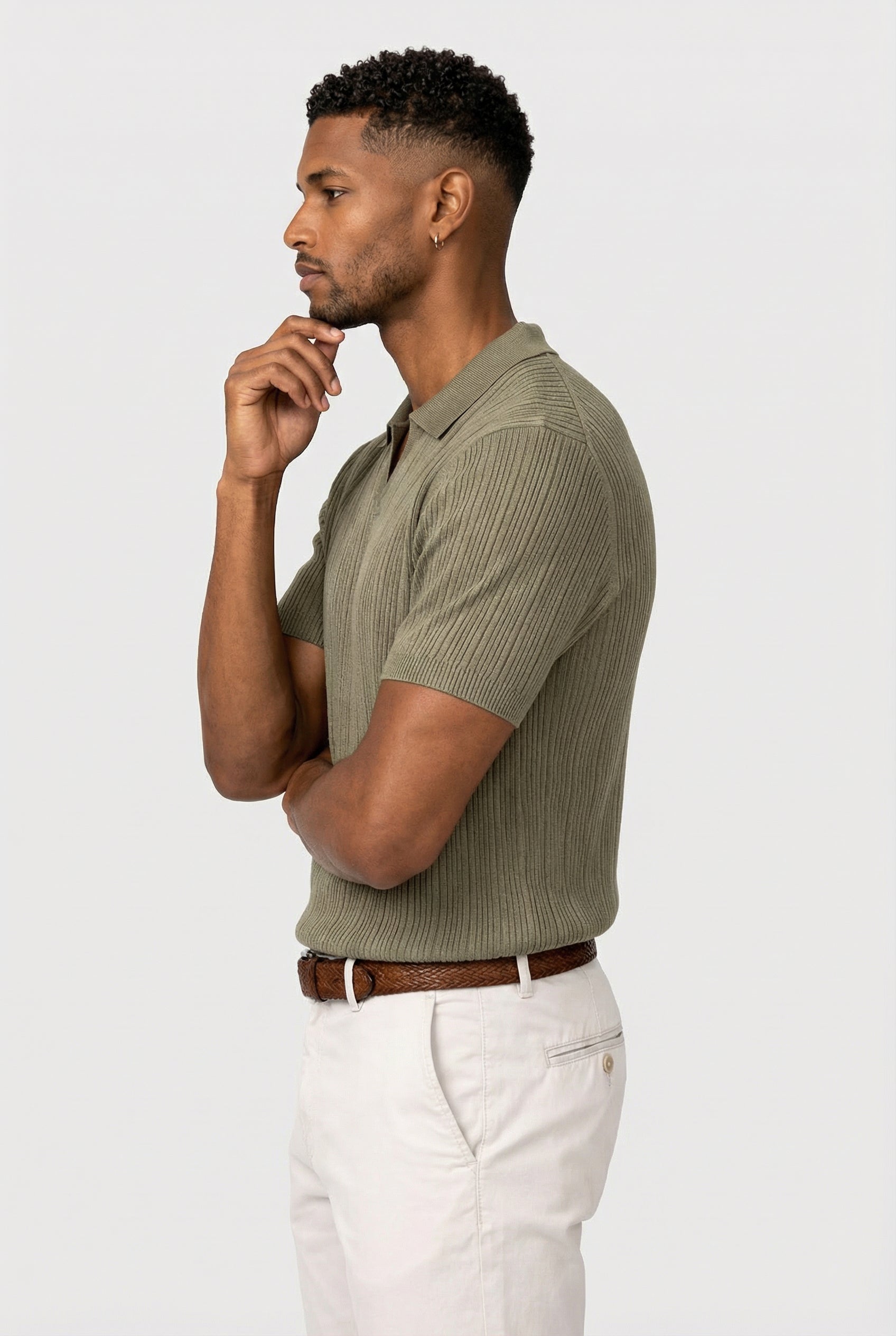 EA | RIB POLO V HALS - Olijf