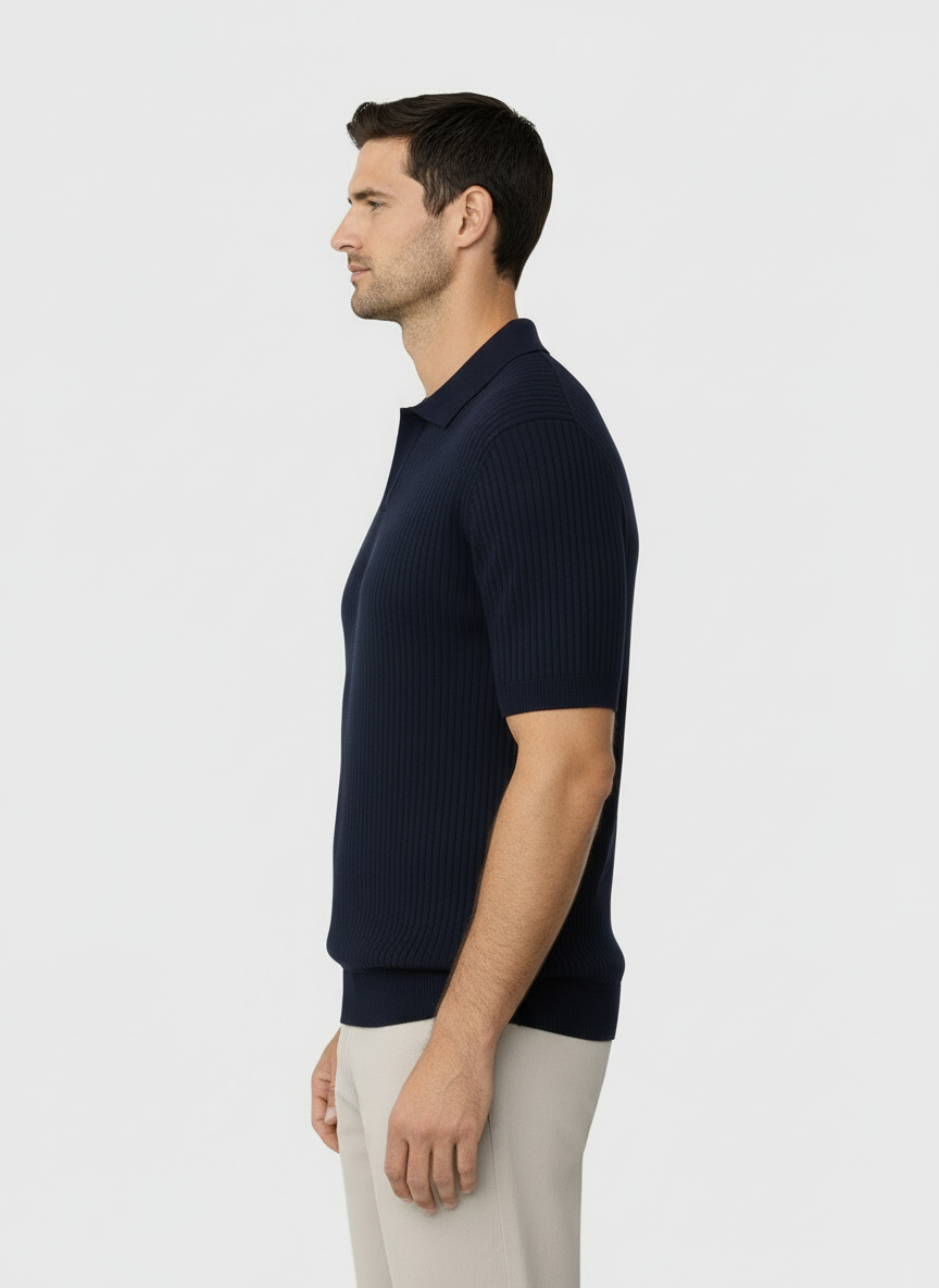 EA | NAVY RIB POLO MET OPEN KRAAG