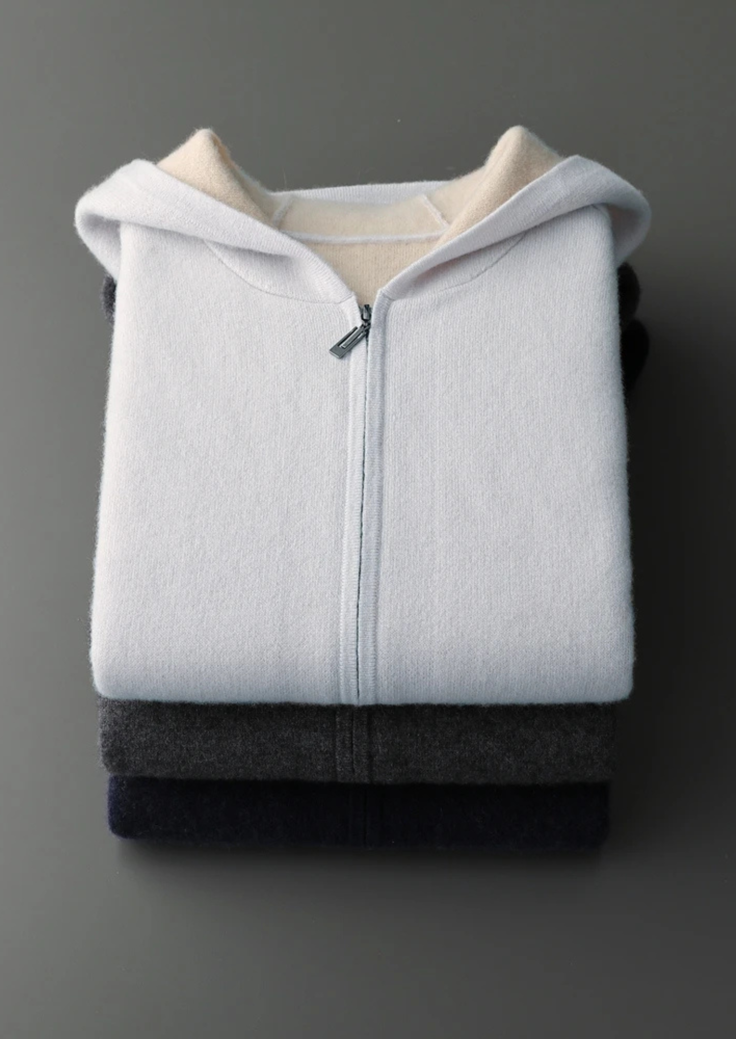 EA | CASHMERE HOODIE MET RITS (TWEE KLEUREN)