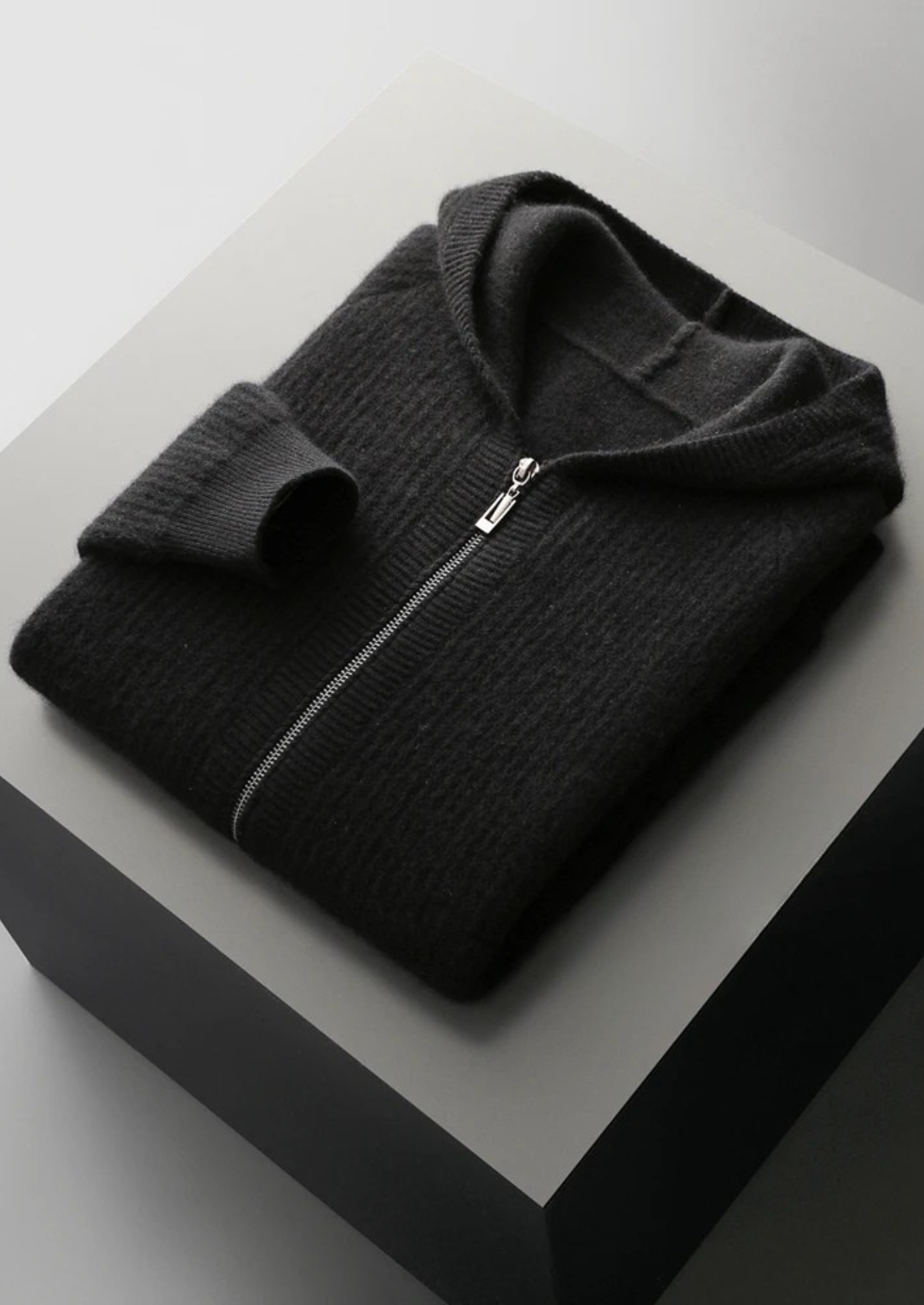EA | EXTRA-FIJNE WOL RIB ZIP HOODIE