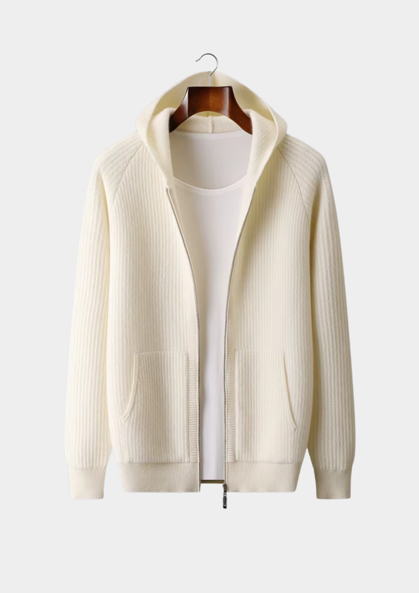 EA | EXTRA-FIJNE WOL RIB ZIP HOODIE