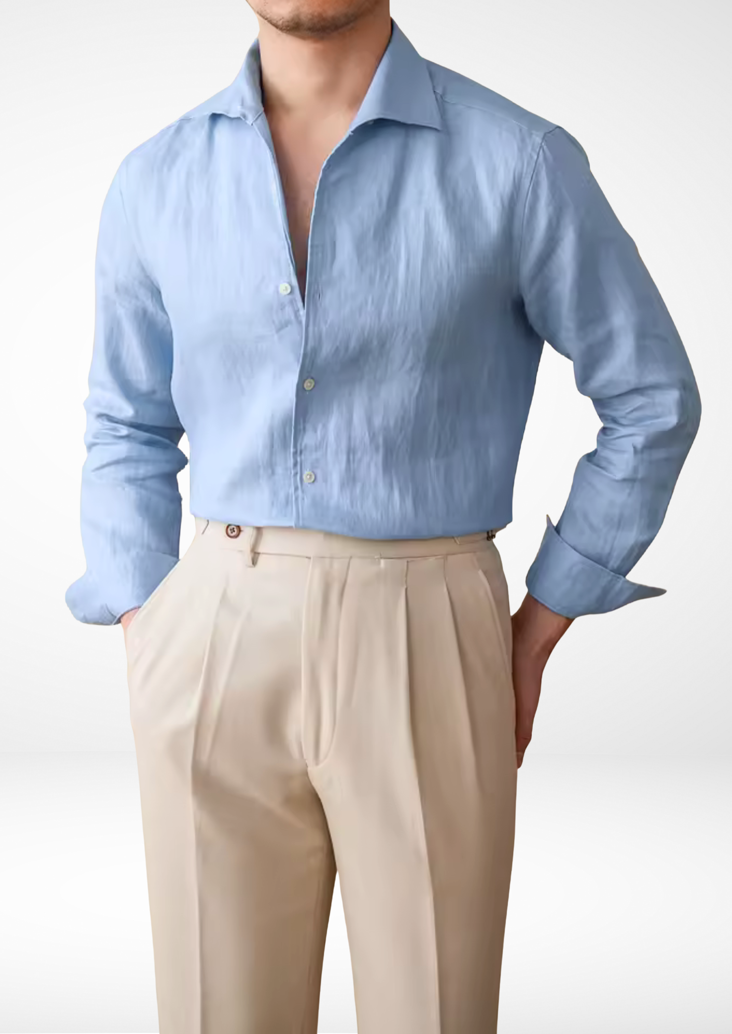 EA | LINNEN KUSTSHIRT – LICHT BLAUW