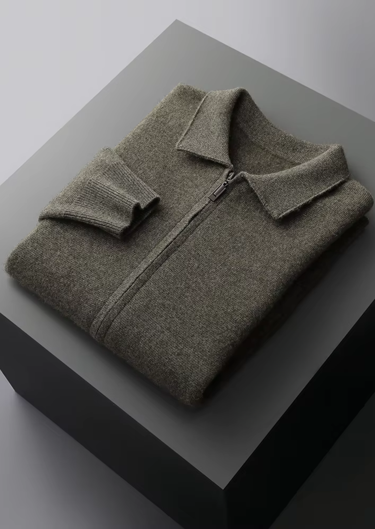 EA | EXTRA-FIJNE WOL ZIP POLO CARDIGAN