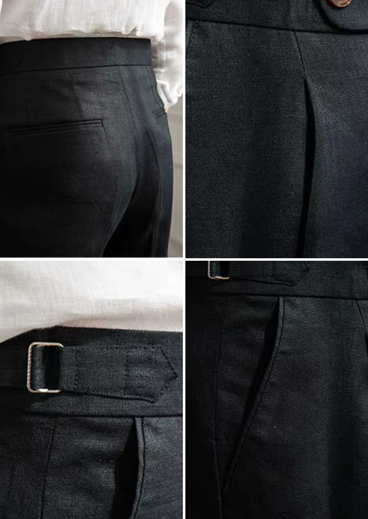 EA | GEPLISSEERDE LINNEN KUSTBROEK – ZWART