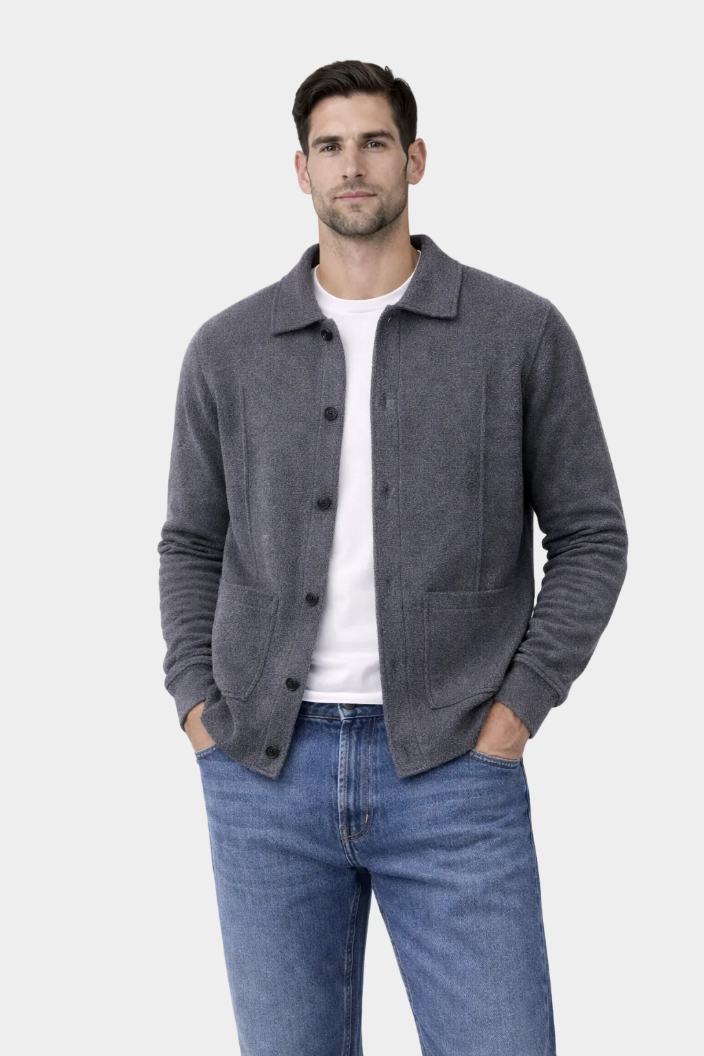 EA | ZACHTE WOL BUTTON OVERSHIRT