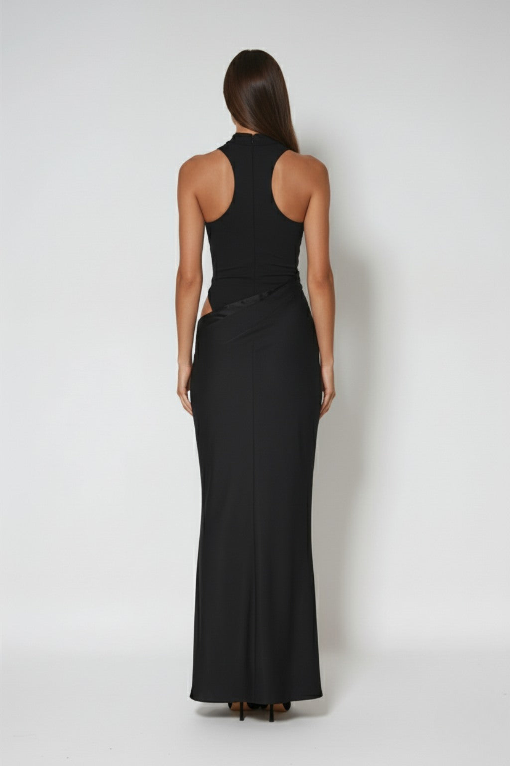 Aurelle Satin Black Dress