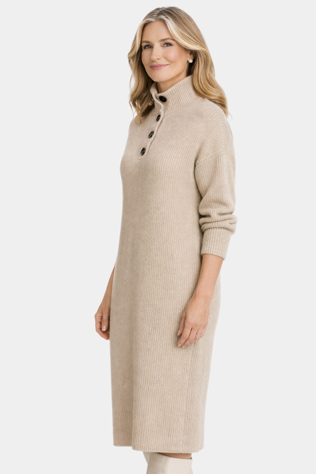 Brigitte | Elegante geribde midi jurk