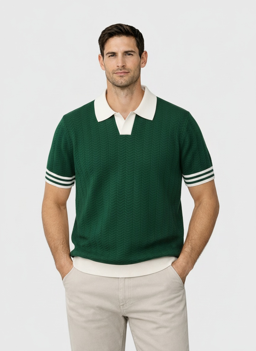 EA | GROENE POLO MET CONTRASTSTRUCTUUR