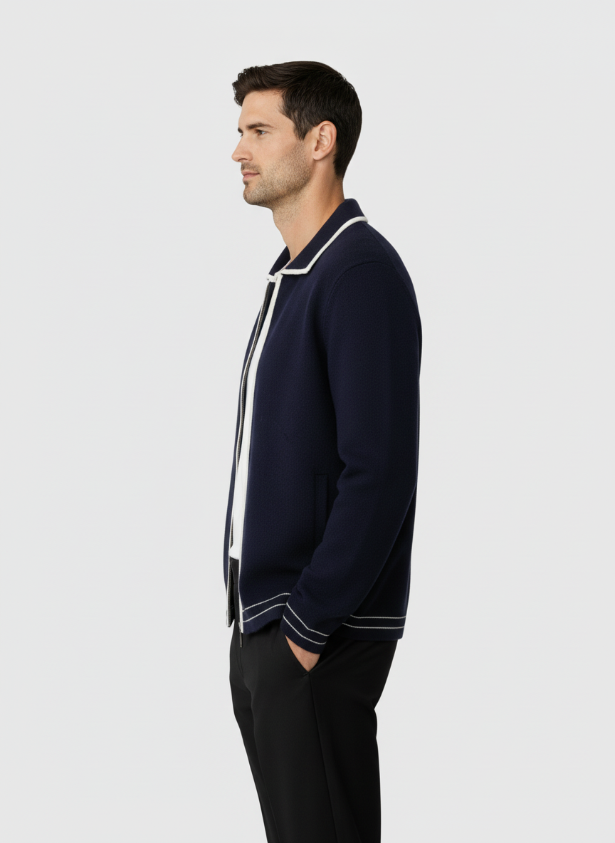 EA | EXTRA-FIJNE WOL POLO CARDIGAN