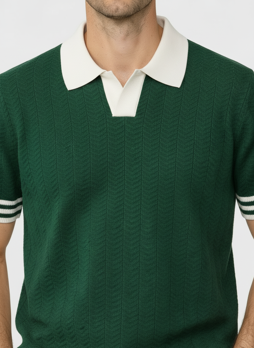 EA | GROENE POLO MET CONTRASTSTRUCTUUR