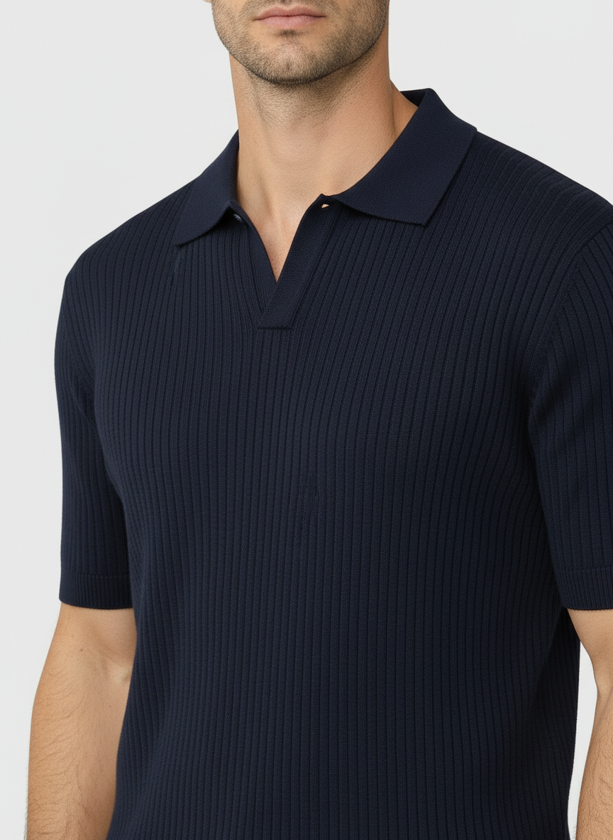 EA | NAVY RIB POLO MET OPEN KRAAG
