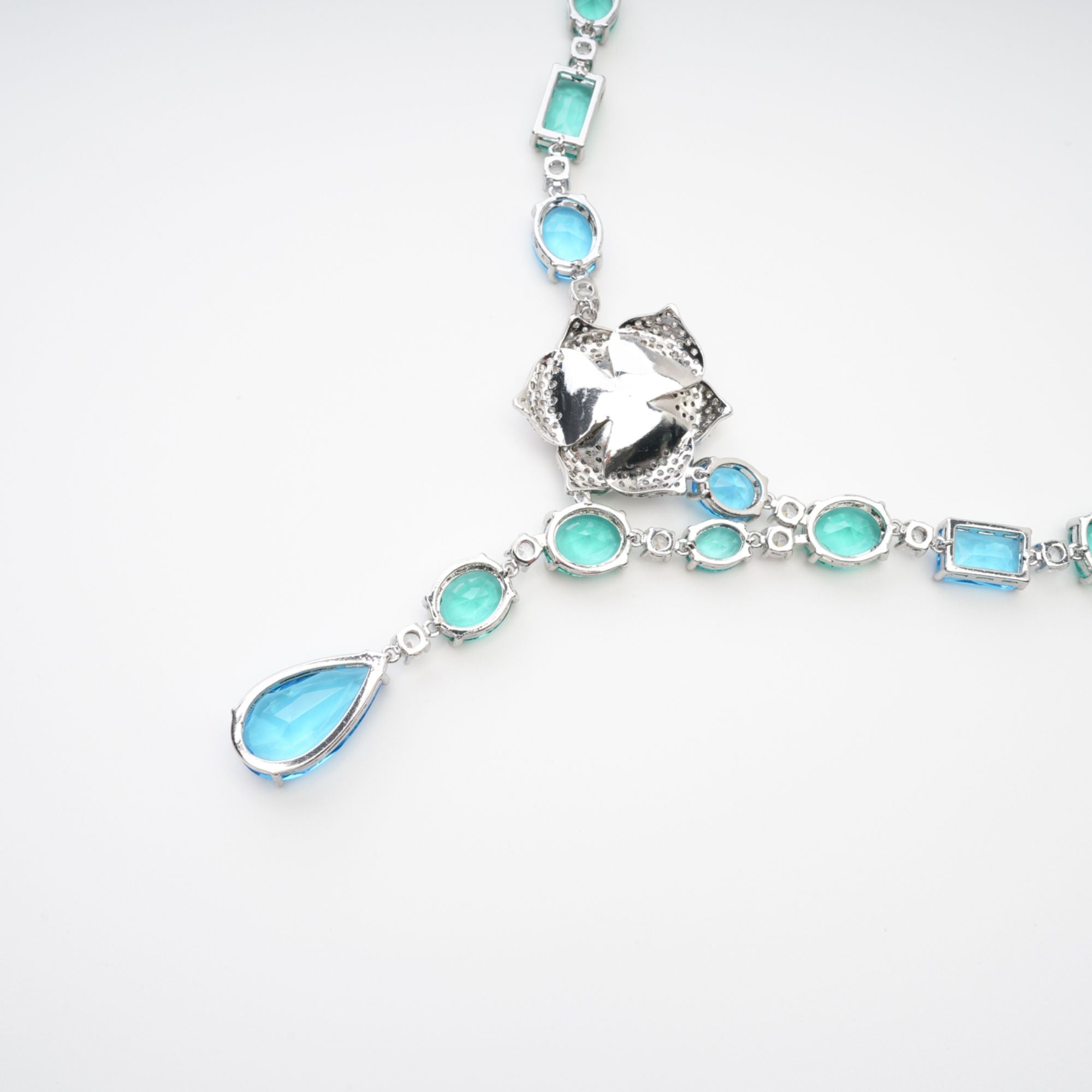 Yvette Drop Crystal Pendant Sterling Silver Necklace